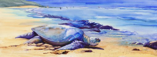 Ho'okipa Honu watercolor of Hawaiian sea turtle