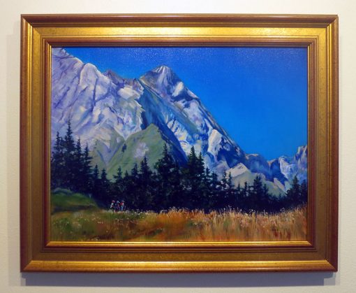 Hiking the French Alps Framed Oil Painting