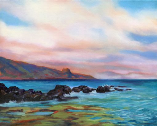 Original oil painting in front of Mama's Fish House in the North Shore of Maui by Maui artist Christine Waara
