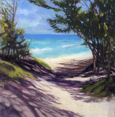 Baby Beach Dune Shadows original pastel painting by Maui artist Christine Waara