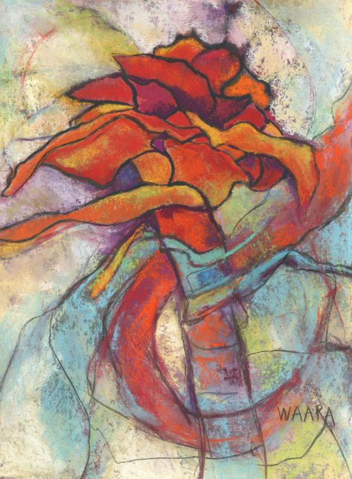 Original pastel abstract painting of ginger flower by Maui artist Christine Waara