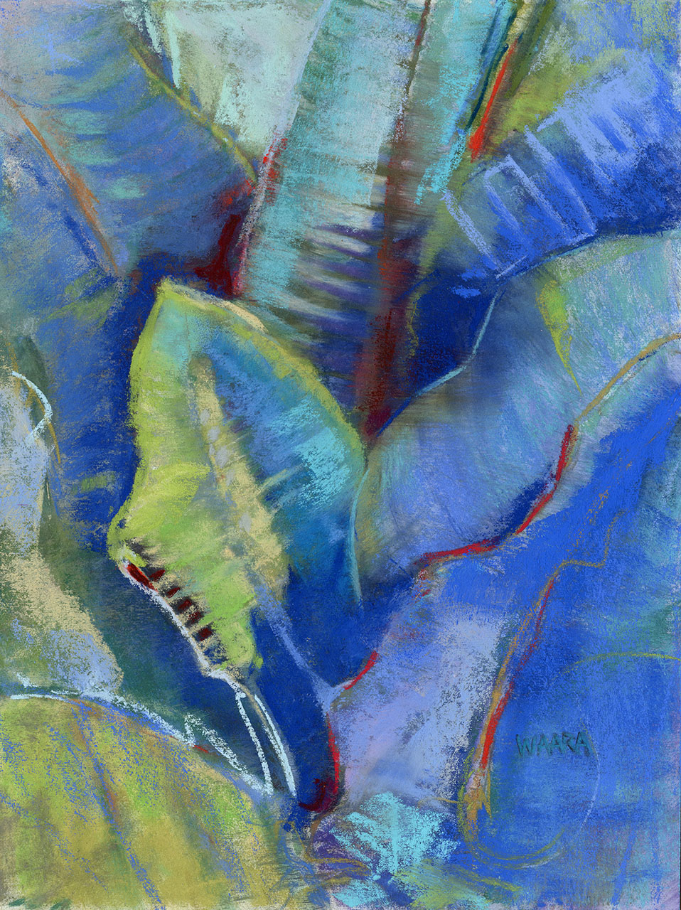 "Leaf Impressions" original pastel painting by Maui artist Christine Waara