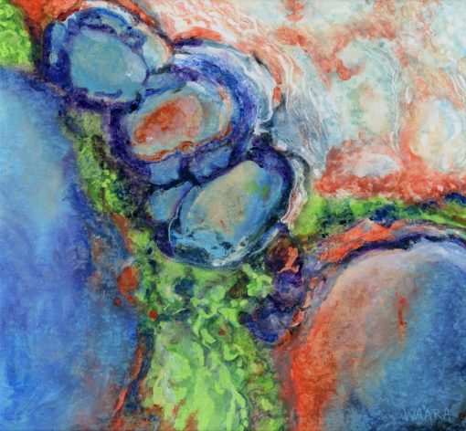 "Shapes Coming Together to Form a Design" original abstract oil pastel painting by Maui Artist Christine Waara