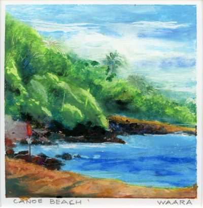"Canoe Beach" original oil pastel by Maui artist Christine Waara