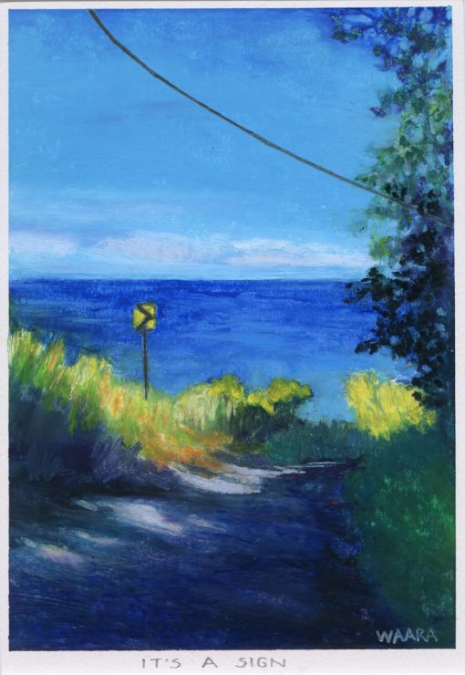 "It's a Sign" original oil pastel painting by Maui artist Christine Waara