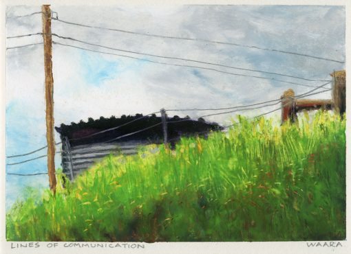 "Lines of Communication" original oil pastel painting by Maui artist Christine Waara