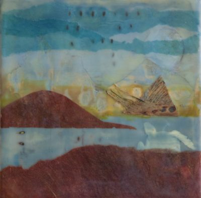 "Pacific Passages" original encaustic abstract by Maui artist Christine Waara