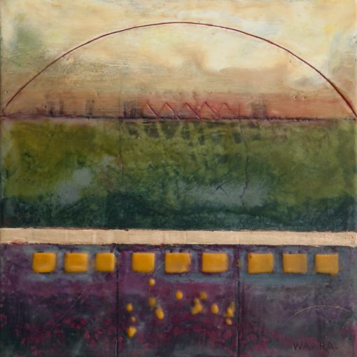 "Sunrise Paddle" original abstract encaustic painting by Maui artist Christine Waara