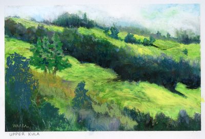 Original oil pastel painting of the slopes of Haleakala titled "Upper Kula" by Maui artist Christine Waara